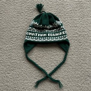 New Yale University Jonathan Edwards wool knit intarsia fair isle Pom Pom hat